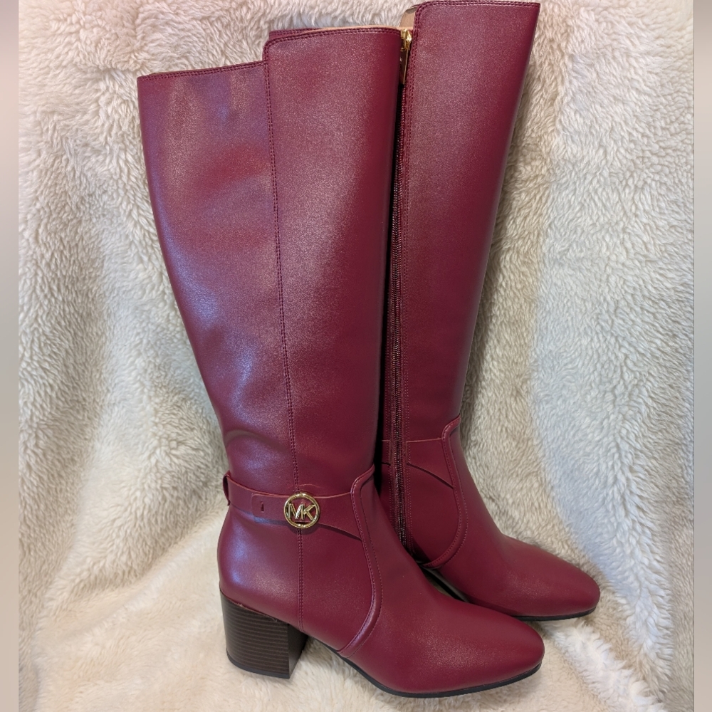 Michael Kors Carmen Faux Leather Riding Boots Size 10 Mulberry
